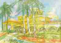 罗中立 2005年作 金棕榈酒店 水彩 纸本