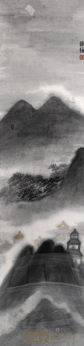 朱雅梅     2011年作 古塔系列 水墨纸本 134.5×34cm