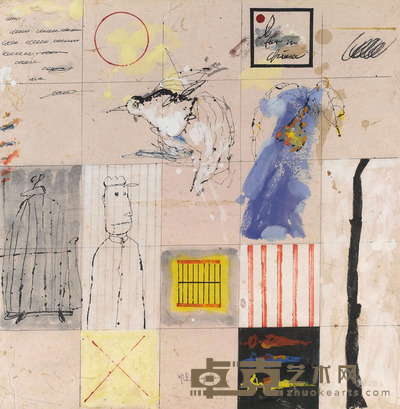 叶永青 2005年作 黑树干 纸本综合材料 62×62cm