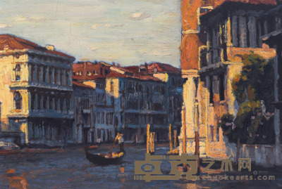 陈逸飞     1989年作 威尼斯黄昏 布面油画 52×75cm