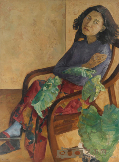 王岩     1995年作 穿红裙的女子 布面油画 130×97cm