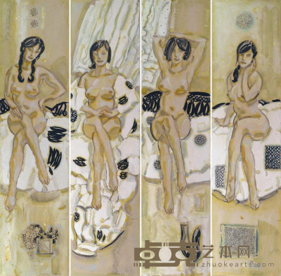 程丛林     2007年作 二郎腿系列 布面油画 200×50cm×4