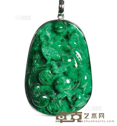 18K白金翡翠挂件 --