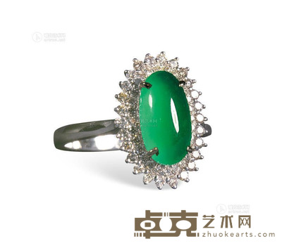 18K白金翡翠戒指 --