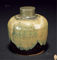 近代 海鼠釉茶入陶罐
