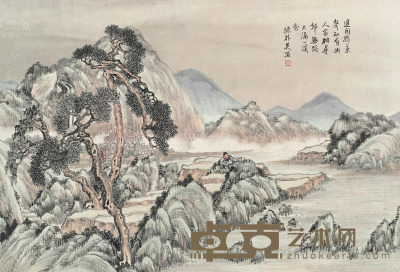 吴滔     1883年作 山水图 镜片 设色纸本 39.5×57.5cm