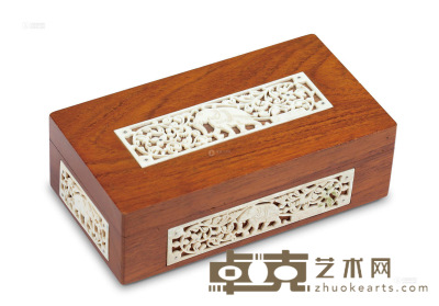 20世纪初期 嵌牙木盒 长17.5×宽9.5×高5.5cm