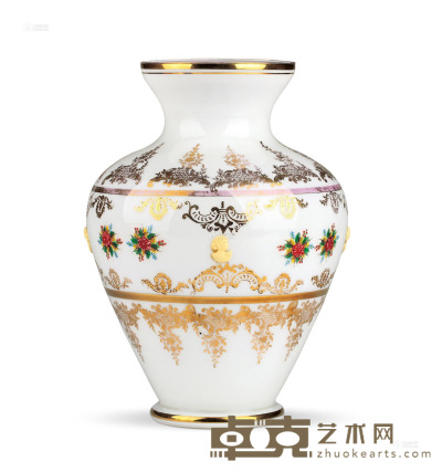 19世纪中晚期 历史主义风格玻璃花瓶 直径26cm；高37cm