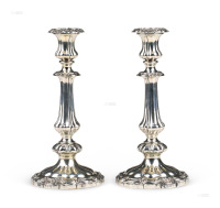 1830-1837年 谢菲尔德纯银蜡烛台 （一对）