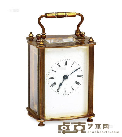 19世纪 德国铜制皮套钟 长8×宽6.5×高11cm