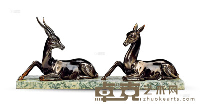 20世纪中期 大理石铜雕摆件 铜 大理石 长45×宽15×高20cm