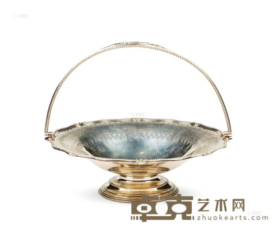 19世纪末 纯银果篮 直径29；高10cm