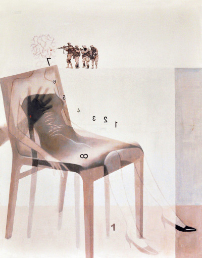 刘强     2014年作 椅上的游戏之幕后 布面油画