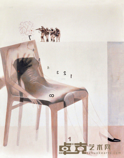 刘强     2014年作 椅上的游戏之幕后 布面油画 147×114cm