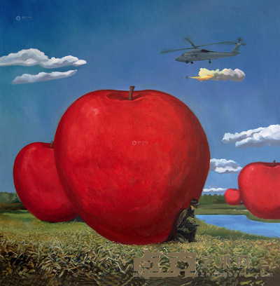 汤威 2014年作 图腾-红果05 布面油画 100×100cm