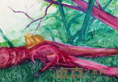 张鸿禹     2014年作 丛林裸体 纸本油画 55×79cm