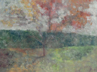 吴媚     2012年作 雾中的银杏树 布面油画