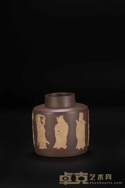 贴塑八仙人物茶叶罐 直径 14厘米  高 14厘米