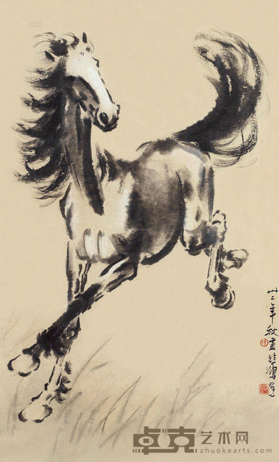 徐悲鸿  奔马 78.8×47.5cm