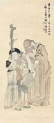 胡术     祈福图 立轴 纸本