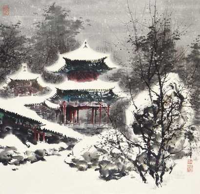 许全群     雪景 镜心 纸本