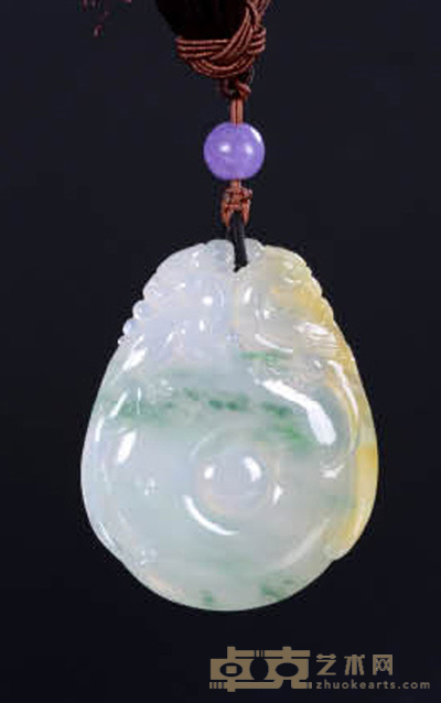 翡翠三色龙纹佩