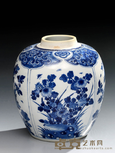 青花花卉坛（一对） 