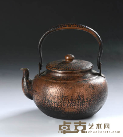 日本手工紫铜开光茶壶 