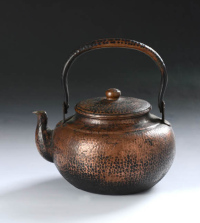 日本手工紫铜开光茶壶