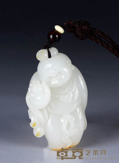 白玉童子献瑞挂件