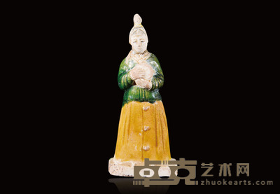 老三彩仕女俑 高14
