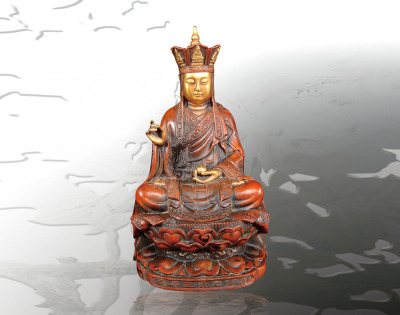 老紫铜鎏金地藏王菩萨坐像