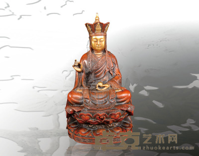 老紫铜鎏金地藏王菩萨坐像 高19.5
