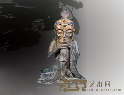 老泥金自在佛造像 高24.5