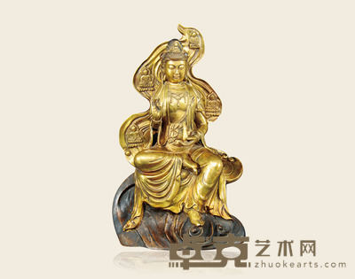 老铜胎净瓶观音造像 高42