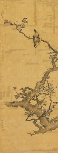 陆治     栖禽图