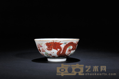 大清光绪年制款粉彩龙凤纹碗 D:12.3cm