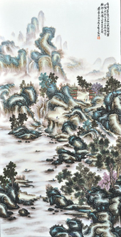 溪山访友瓷板画