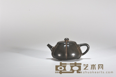 瓜棱石瓢紫砂壶 H:9cm