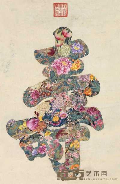 慈禧太后 百花献寿 120×75cm