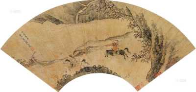 顾见龙     1657年作 骑射图 扇片