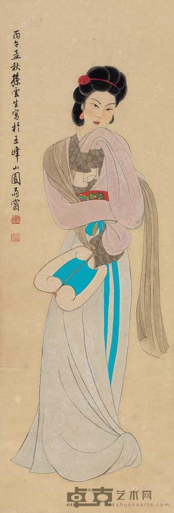 孙云生     1966年作 纨扇仕女 72×25cm