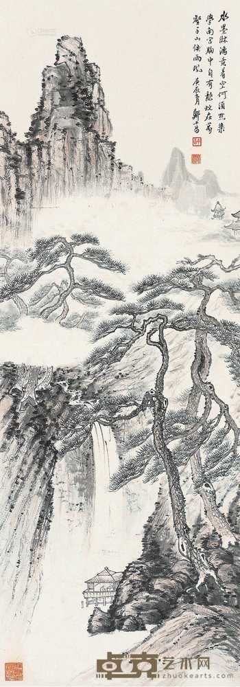 郑午昌 万壑千山 96×33cm