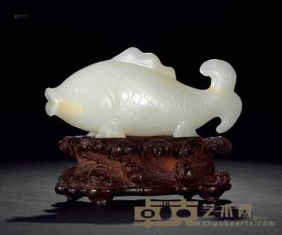 清 白玉圆雕鱼形摆件 长9.5cm