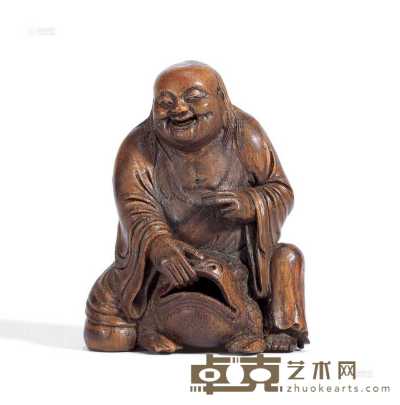 清 竹雕刘海戏金蟾摆件 高11.2cm