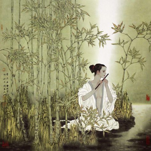 于文江     癸未  吹笛仕女