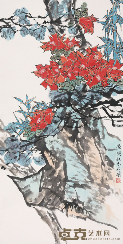 石兰　花卉 69×135cm