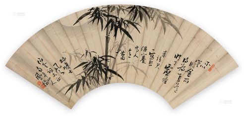 高凤翰     竹石图 扇面