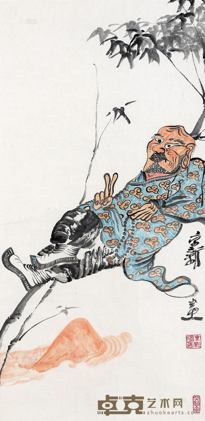 周京新 罗汉图（二） 镜心 设色纸本 68×34cm