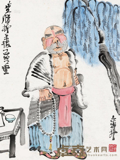 周京新 垂杨柳 镜心 设色纸本 45×35cm